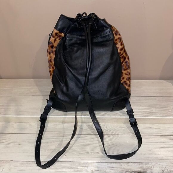 Rag & Bone Grayson Leopard-Print Calf Hair Black Backpack ONE SIZE NWOT - Picture 13 of 16